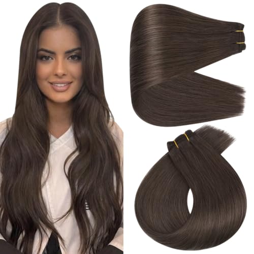 Full Shine Sew In Hair Extensions Real Human Hair Mocha Ash Brown 22 Inch