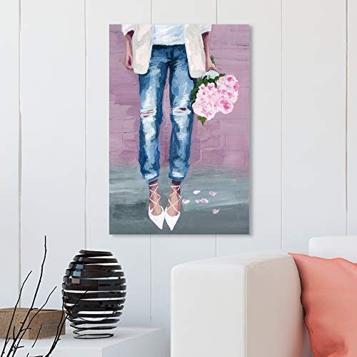 The Oliver Gal Artist Co. Fashion and Glam Premium Wall Art Canvas Prints Modern Home Décor 'Fashion Blogger Flowers' - 20" x 30", Blue, Pink by The Oliver Gal Artist Co. - Used condition - Image 5