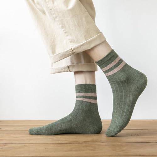 BOSREROY Meias sociais de algodão macio respirável para meninos – 7 pares de meias casuais listradas