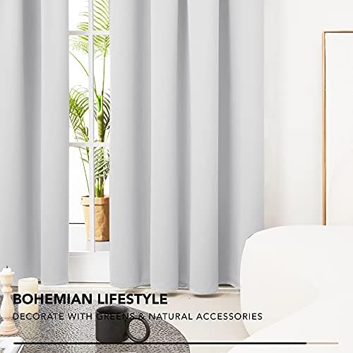 Deconovo Super Soft Curtains Thermal Insulated Pencil Pleat Room Darkening Curtains for Livingroom 46 x 54 Inch Silver Grey One Pair