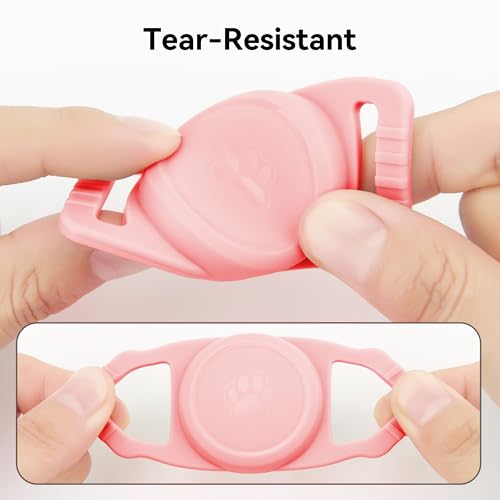 Image of GOCII for Airtag Dog Collar Holder 2 Pack,Waterproof Dog Collar Holder for Apple AirTag(Gen 1 & 2),Silicone Air Tags Case for Dog Collars(Light Pink)