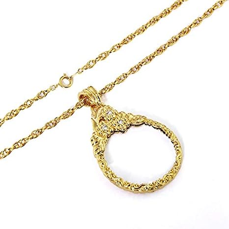 CLARA 5X Magnifier Necklace Magnifying Glass Pendant Optical Lens with Chain Jewelry Loupe for Seniors Elders Aged Reading Increase Vision