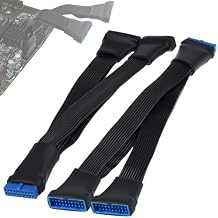 2Pcs USB 3.0 Header Splitter Extension Cable, 19/20 Pin 1 to 2 Y Internal Hub Splitter, Internal Adapter DIY-Cable for Motherboard 5.9 inch