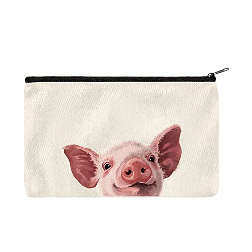 WIRESTER Canvas Zipper Makeup Bag, Pig