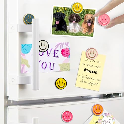 DIFIT Magnete für Magnettafel,12 Stück 12 Farben Harz Lächeln Magnet Kühlschrankmagnete,Magnete Stark Magneten Kühlschrank Tafel Magneten Kleine Bunt Rund für Whiteboard Pinnwand