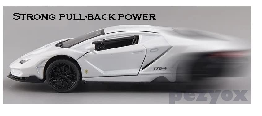 Image of Metal car Toy Lamborgheni LP770 Alloy Diecast Collectible Toy Vehicle with Light and Sound Pull Back Toy Car for Boys (White)
