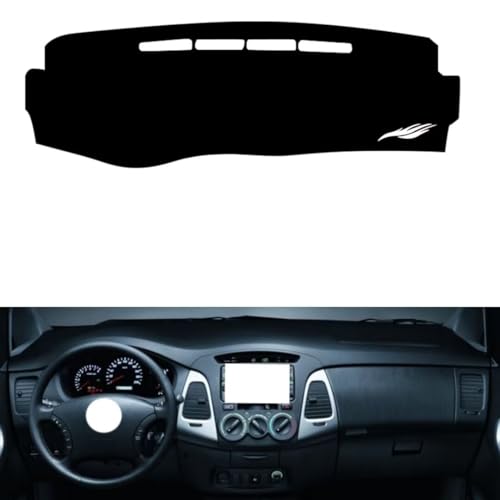 leather dash board cover mat Compatible with Toyota Innova 2007-2015 ，dashboard cover(Black)