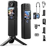 SJCAM C300 Action Cam 4K,Vlog Camera con Stabilizzazione 6-Assi,Doppio Schermo Touch,7Ore di Autonomia, Impermeabile 30M, Grandangolo 154° Microfono Integrato(Nero-no card)