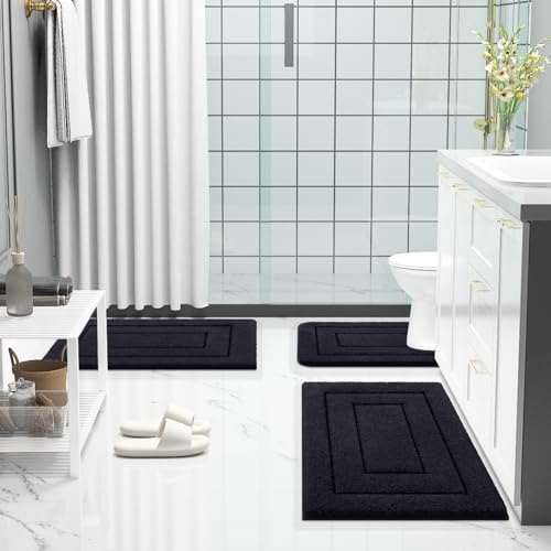 Buganda Bathroom Rugs, 59" x 20", Soft and Absorbent Microfiber Bath Rugs, Non-Slip Shaggy Shower Carpet, Machine Wash Dry Bath Mats for Bathroom Floor, Tub and Shower, Black by Buganda - Image 7