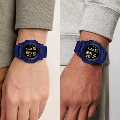 Image of HANPOSH Mens Digital Watch Ultra Thin Minimalist Sports Waterproof Outdoor LED Screen Large Face Wrist Watches for Men with Back Light Alarm Date Stopwatch