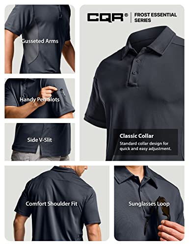 Cqr Men's Polo Shirt, Long And Short Sleeve Tactical Shirts, Dry Fit Lightweight Golf Shirts, Outdoor Upf 50+ Pique Shirt, Frost Essential Charcoal, Medium #TOP5