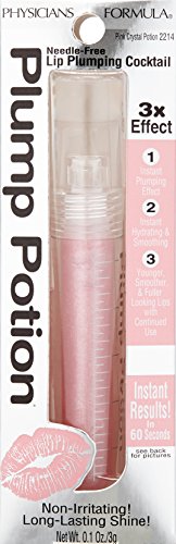 Lip Plumper Gloss By Physicians Formula Plump Lip Potion Needle-Free Lip Plumper Gloss Cocktail Shade Extension, Pink Crystal Potion, Lip Enhancer, Fuller Lips #TOP1