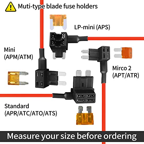 MuHize Fuse Tap - Upgraded Add-a-Circuit Standard, Mini, and Low Profile Fuse Tap Adapter, 3 Types ATO ATC ATM APM Inline Fuse Holder for Cars RV Boats(9 Pack)