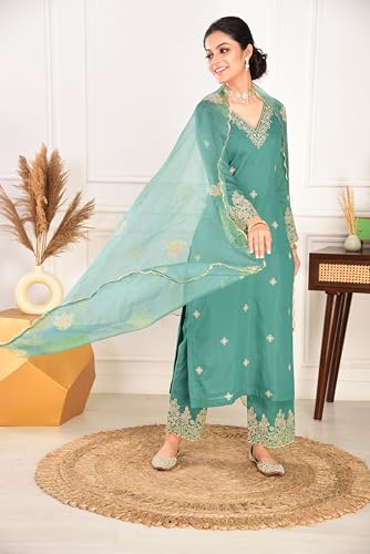Image of Suppar Sleave Embroidered Salwar Suit for Women Party Kurta Set For Women Modern Ethnic Wear