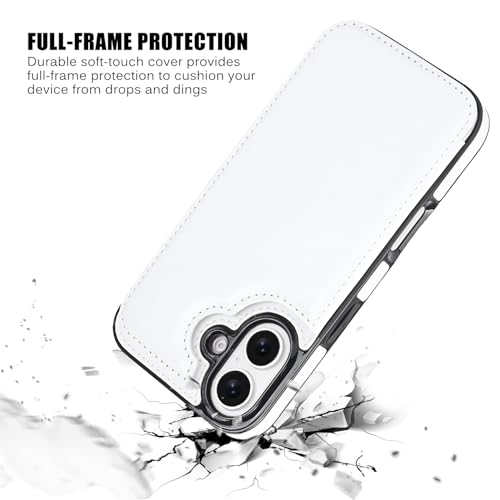 JOYAKI Wallet Case Compatible with iPhone 16 6.1", Slim Protective Case with Card Holder,Premium PU Leather Kickstand Card Slots Case with Double Magnetic Clasp-White by JOYAKI - Image 7
