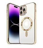 Eisuiyi iPhone15 用 クリアソフトケース magsafe対応 TPU メッキ加工 薄型 カメラレンズ保護 耐衝撃 アイフォン15 対応透明ケース 6.1インチ ゴールド