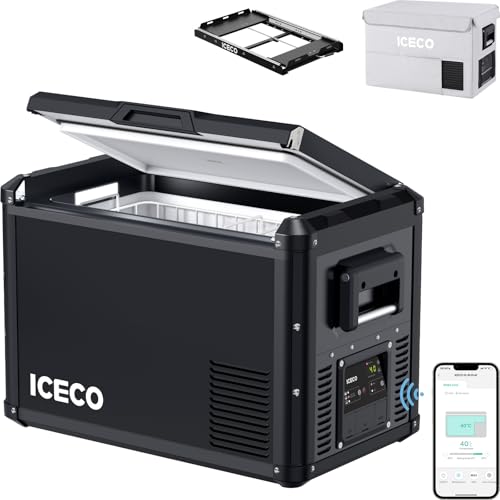 ICECO VL45 ProS 47.5 Quart Portable Refrigerator with SECOP Compressor,12V Fridge with Multi-directional Lid, 0-50?, Car Refrigerator with AC&DC For RV, SUV, Truck, Boat| With Slide And Cover