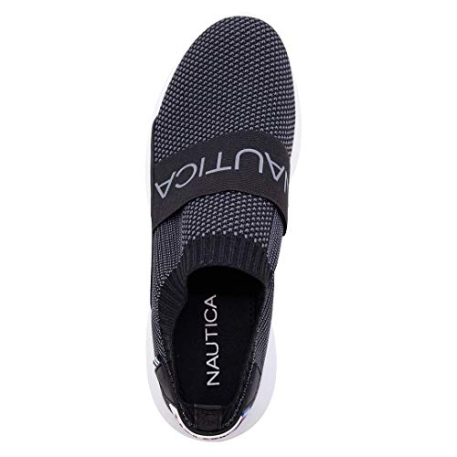 Nautica Men's Casual Fashion Sneakers Slip-On-Walking Shoes-Lightweight Joggers-Crawford-Black/Charoal-10 #TOP3