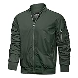 HJWWIN Men's Slim Fit Lightweight Softshell Flight Bomber Jacket Spring Fall Coat with Pockets