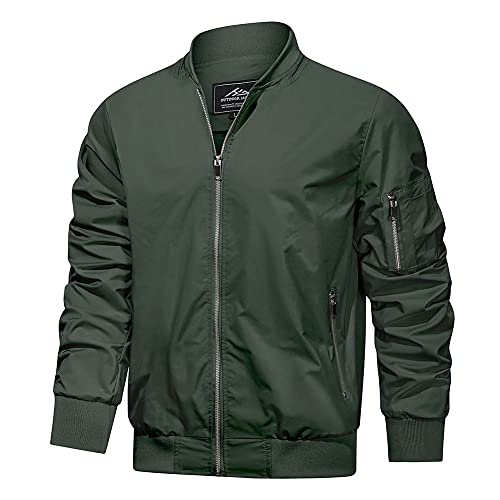 Hjwwin Men's Slim Fit Lightweight Softshell Flight Bomber Jacket Spring Fall Coat With Pockets #TOP20