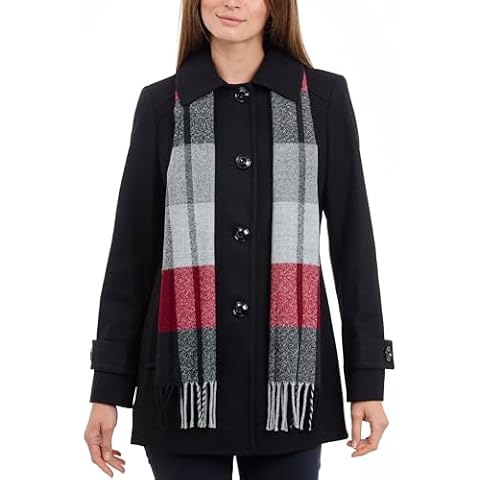 LONDON FOG Women's Peacoat with Scarf Cover