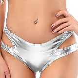 BODIY Rave Booty Shorts Shiny Metallic Hot Pants Briefs Cheeky Dance Bottoms Underwear Panty for Wom