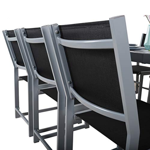 Chaises de jardin aluminium légères lot de 4 assises terrasse grises