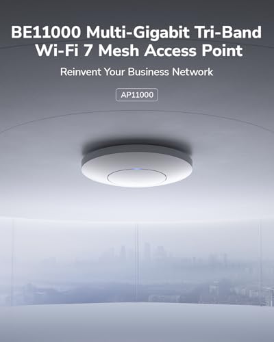 Image of Cudy BE11000 Tri-Band Wi-Fi 7 Wireless Access Point, WiFi AP, 1 x 10GB SFP+ Port, 2.5G PoE-in, Cudy APP Control and Mesh, PoE /DC Powered, AP11000