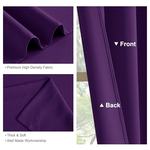 PONY DANCE Blackout Window Curtains - Energy Saving Thermal Insulated Blackout Curtains/Window Coverings with Rod Pocket Living Room Home Decoration, 42 W x 72 L, Royal Purple, 2 Panels - Thumbnail 3