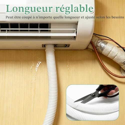 VEEKAY Tuyau Condensat Clim Ø16mm, Tuyau de Vidange Flexible en PVC Découpable, Universel pour Climatiseur et Déshumidificateur, Longueurs 2m, 3m, 5m, 8m, avec 4 Colliers de Serrage – vue 5