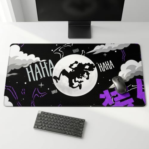Image of Anime Style Extended Desk Mat 458 x 915 mm| Large Mouse Pad with Stitched Edges | 3mm Thick Desk Pad with Anti-Slip Rubber Base | Smooth Surface for Office, Work & Gaming