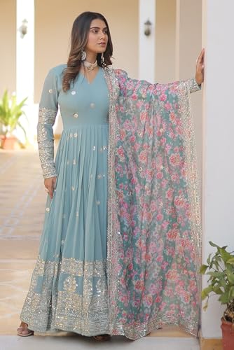 Image of Fashion Basket Gergette Embroidered Long Anarkali