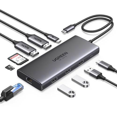 UGREEN Docking Station 10 in 1 Revodok Pro 210 USB C Dock Dual HDMI 4K@60Hz Single 8K@30Hz 100W PD 5Gbps USB C and USB A Data Ports Gigabit Ethernet, SD/TF Card Reader USB Hub Compatible for HP, Dell by UGREEN - Image 8