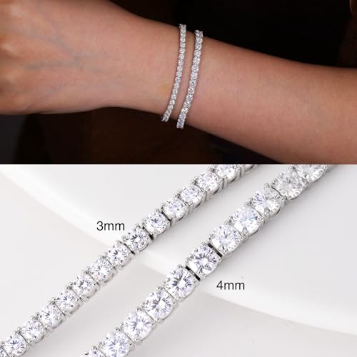 ICEINX Moissanite Tennis Bracelet 3mm for Women, D Color VVS1 Moissanite, 925 Sterling Silver Rhodium Plated, 6–8 Inch Fixed Length, Stackable Everyday Jewelry Gift(3MM,6.5Inch) by ICEINX - Image 3