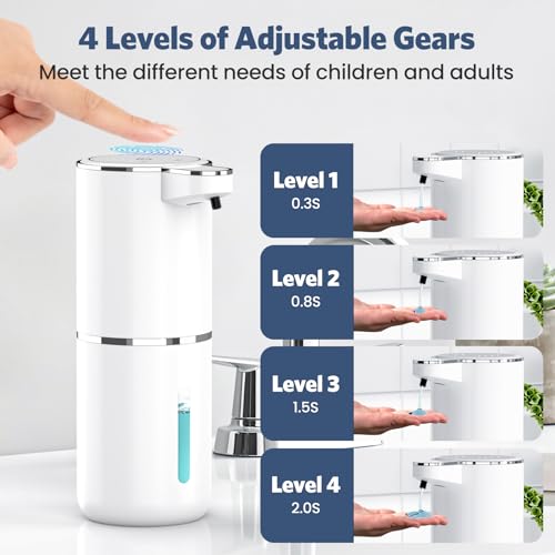 Miniatura 4 de Happhooh Dispensador Jabón Baño, 380 Ml Dispensador Jabon Cocina Con Sensor Movimiento Por Infrarrojos, Pared, Recargable Por Usb, Resistente Al Agua Ipx5, Adecuado Para Cocina, Baño