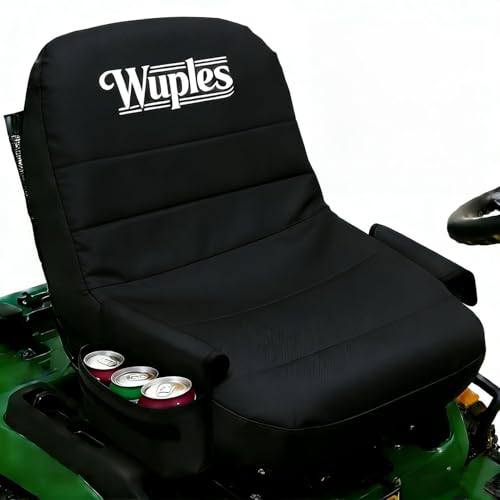 Wuples Black Tractor Seat Cover with Drink Pockets,Excellent Sturdy &