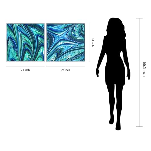 Empire Art Direct "Ocean Waves I & II Crystallus Epoxy Coated Wrapped Framed Glossy Blue Canvas Wall Art, Ready to Hang, Living Room, Bedroom & Office, 24"x24"x1.5 each by Empire Art Direct - Image 8