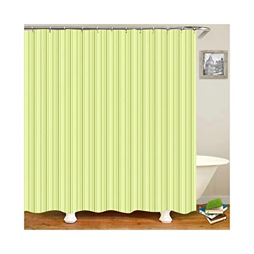 KnSam Rideau Douche, Vert, 165x180cm, Motif Rayé, Rideau Salle de Bain Imperméable avec Anneaux