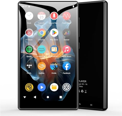 Reproductor MP3 de 80 GB con Bluetooth y WiFi, reproductor MP4 de 5 pulgadas con altavoz integrado, reproductor de música Diofox con Spotify, Pandora, Google Play, Android portátil MP3 y MP4 para