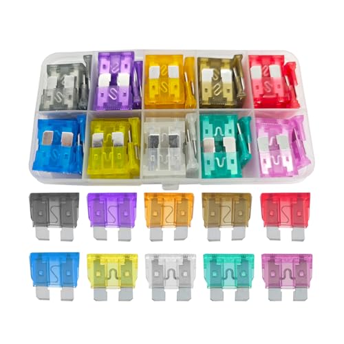 Mandark 100PCS Car Fuses Assortment Kit, Vehicle Mixed Standard & Mini & Low Profile Mini Fuse (2A 5A 7.5A 10A 15A 20A 25A 30A 35A), Interior Accessories Replacement for RV, SUV, Truck