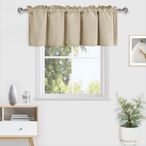 DWCN Valance Curtains, 1 Panel, 52 X 18 Inch, Khaki