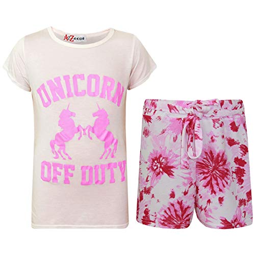 Conjunto de shorts unicornio de tacto suave para niñas: ropa deportiva fresca de verano