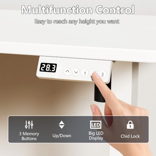 Image of 32 inch Electric Standing Desk, Small Desk 3 Adjustable Height White