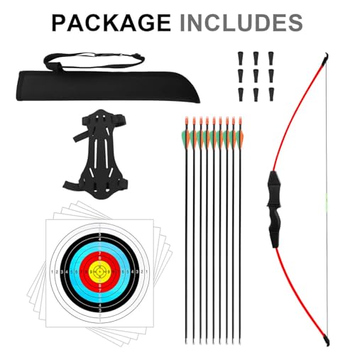 HANSPY Bogen und Pfeil Kinder Set Jugendbogenset Teens Kinderbogen Recurve Zielscheibe 15lbs Kinder Pfeilbogen Anfänger Jugendliche für die Outdoor-Sportjagd im Hinterhof