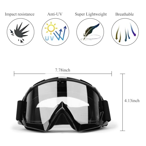 Xyop Professional Motorcycle Motocross Goggles For Men Women Atv Dirt Bike Goggles Windproof Glasses Wide Vision Powersports Goggles Racing Riding Goggles Anti-Fog Scratch Dustproof 2 Pack Clear Lens thumb #2