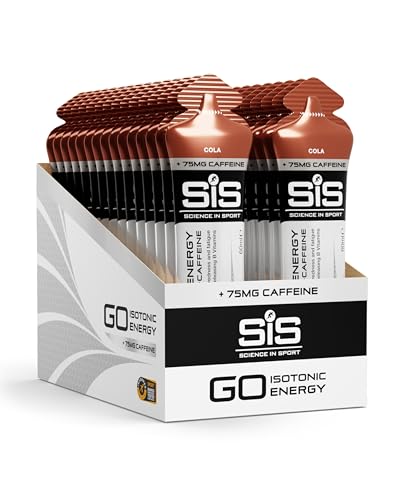 Science in Sport GO Energy Gel + Koffein Gel 30 x 60ml Cola, Vegan - Gel mit 150mg Koffein & 22g Kohlenhydrate, Energie für Ausdauersportler