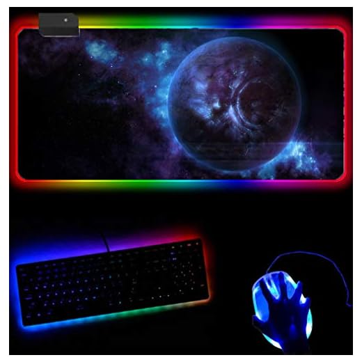 RGB spelmusmatta, mellanstellar färgglad tillbehör musmatta bästa gaming gummimattor tangentbord musmatta spelare färg 2 XL (30 x 80 cm)