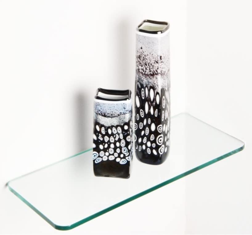 Naha Decor CRAFT STUDIO Wall Floating Transparent Glass Shelf/showpiece Display Rack for Living Dining/Bathroom & Kitchen Shelf (Size 30.48 cm x 23 cm | 12 inch x 9 inch | Material – Glass) (2)