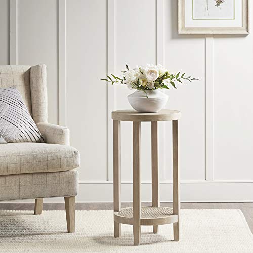 Martha Stewart Harley Accent Tables Modern Farmhouse, Rattan Shelving Design, Round Tabletop Living Room Furniture Occasional Piece, Dia. 15" X 28", Wheat by Martha Stewart - Image 2