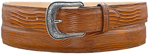 Silverton Men's Lizard Print Genuine Leather Western Honey Belt - 34 #TOP30